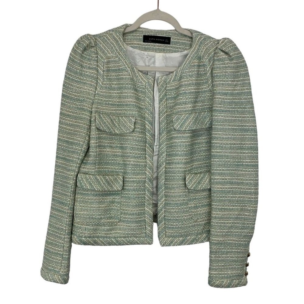 Zara Metallic Striped Coat Size Large